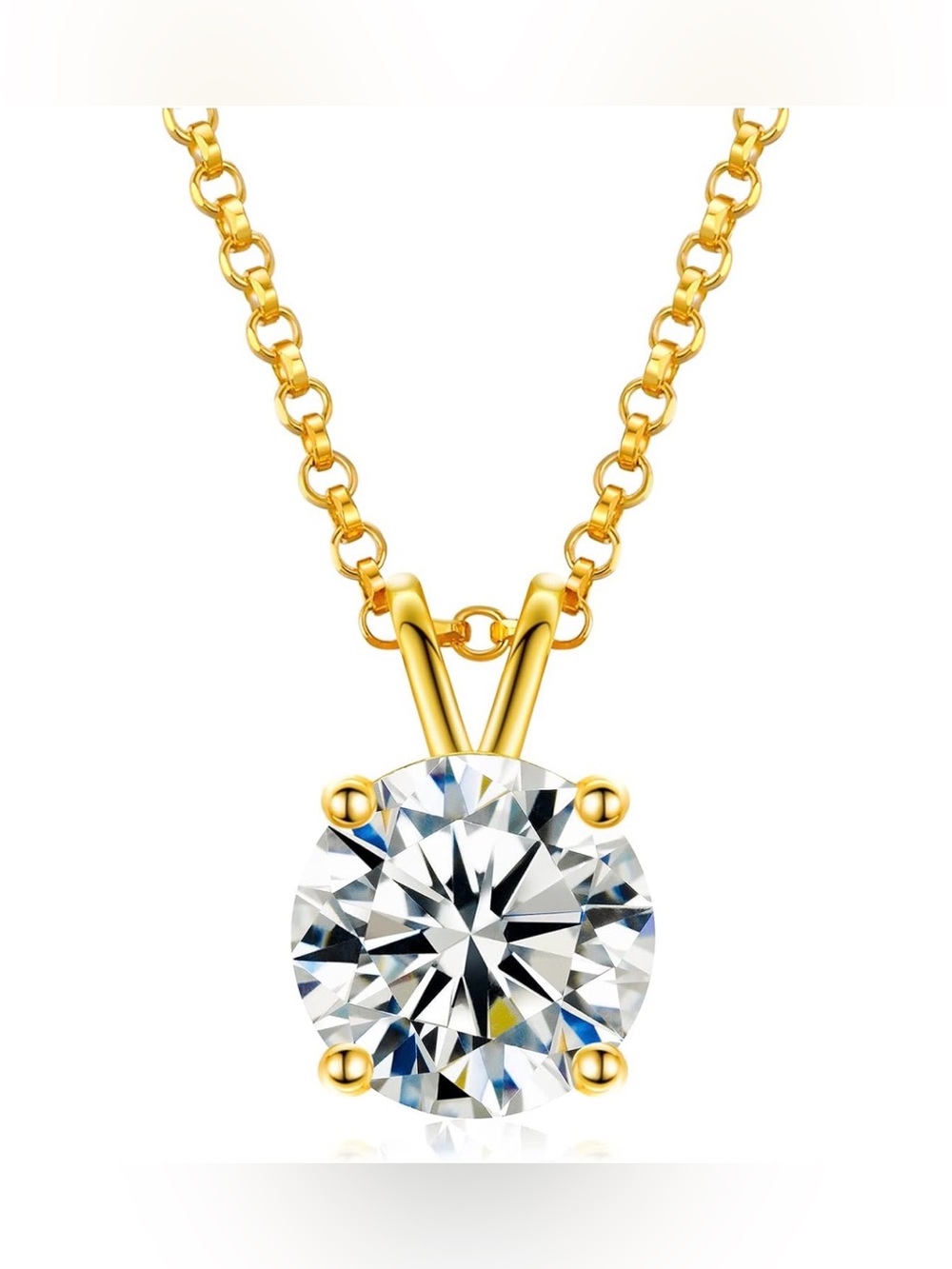 HUGE 12 Carat Moissanite Necklace 15mm D Color VVS1 GRA Cert 18K Gold Vermeil